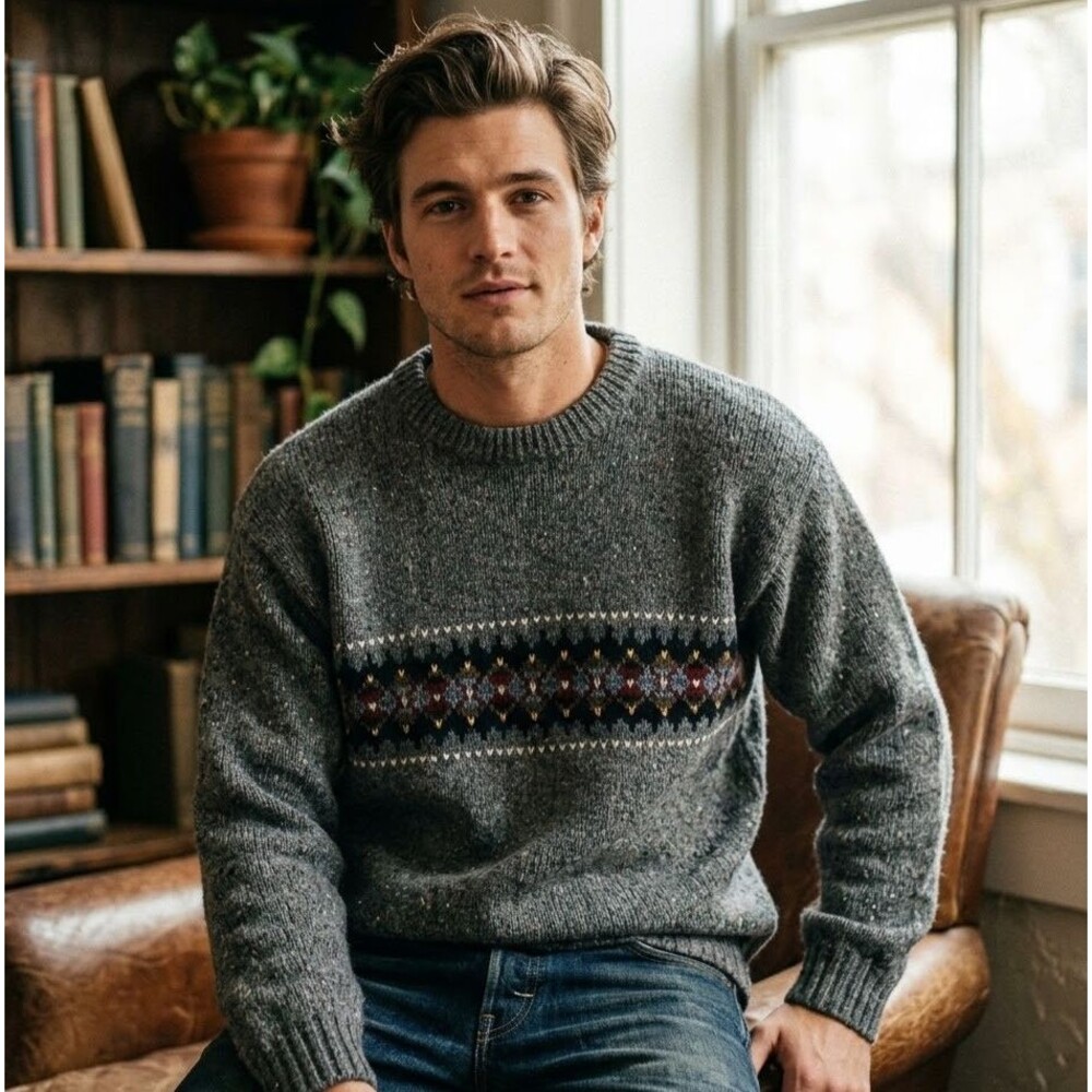 VTG Union Bay Wool Blend Crewneck Sweater Mens Size L Gray Grandpacore Pullover